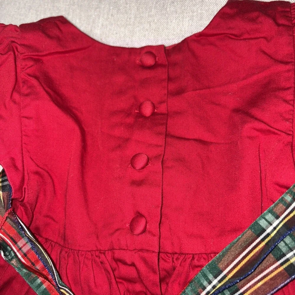 Ralph Lauren Girl's 2pc Red Dress with Plaid Belt‎ Sz 12M Christmas Hollidays